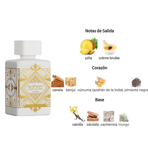 Bade’e Al Oud Honor & Glory de Lattafa 100ml – Perfume Unisex Intenso y Especiado