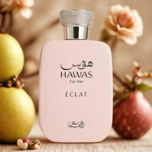 Hawas Eclat for Her Rasasi 100ML – Perfume Femenino Floral Frutal con Lichis, Pistachos y Ámbar