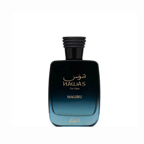 Hawas Malibu Rasasi 100ML – Perfume Unisex Aromático con Piña, Lavanda y Haba Tonka
