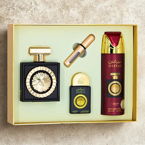 Pack Nebras Gift Set Lattafa Pride – Estuche de Lujo con Eau de Parfum, Body Spray y Miniatura