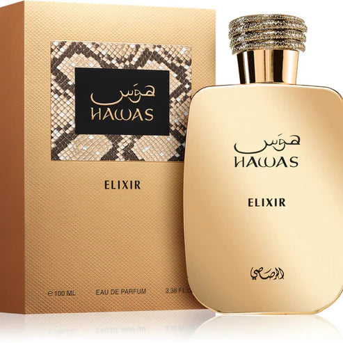 Hawas Elixir Rasasi 100ML – Perfume Masculino Aromático Amaderado con Pomelo, Cardamomo y Ámbar
