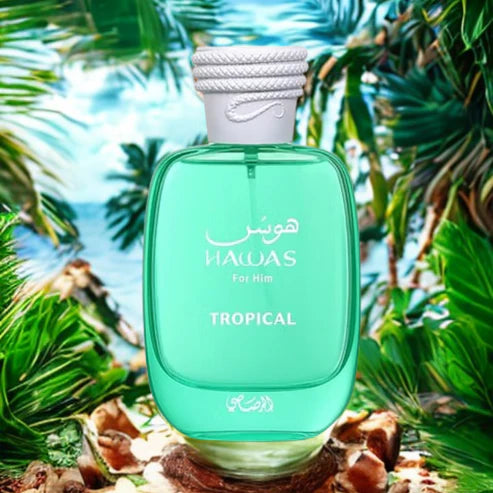 Hawas Tropical Rasasi 100ML – Perfume Masculino Aromático Verde con Coco, Higo y Sándalo