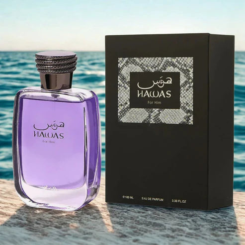 Hawas for Him de Rasasi 100ML – Seducción Acuática y Frescura Intensa para el Hombre Moderno