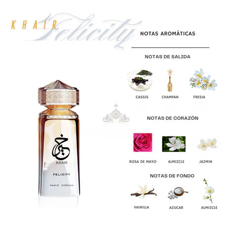 Khair Felicity Paris Corner 100ML – Perfume Árabe para Mujer, Dulce y Sofisticado