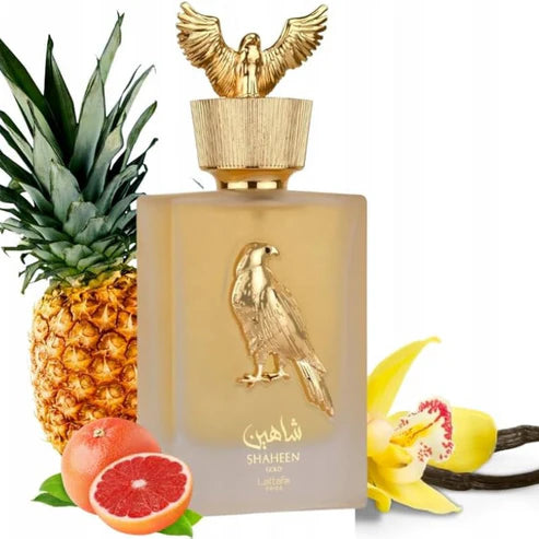 Lattafa Shaheen Gold 100 ml - Perfume Árabe Premium con Notas de Piña, Lavanda y Pachulí