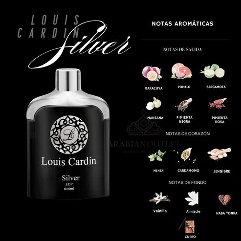 Louis Cardin Silver Homme EDP 100ML – Perfume Masculino Fresco, Especiado y Elegante