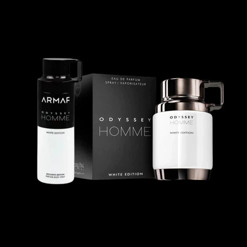 Pack Armaf Odyssey Homme White Edition – Perfume 100ML + Body Spray 200ML – Edición Limitada Masculina con Ámbar y Notas Marinas