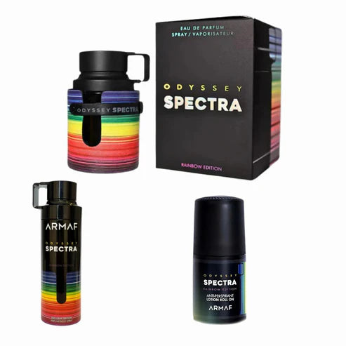 Pack Armaf Odyssey Spectra – Perfume 100ML + Body Spray + Desodorante Roll-On | Fragancia Unisex Cálida y Especiada