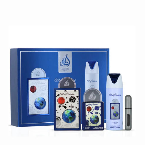 Pack Art of Universe Lattafa Pride – Gift Set Unisex Cítrico Aromático (Perfume + Spray + Miniatura)