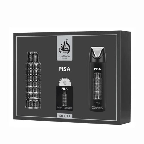 Pack Pisa Lattafa Pride – Gift Set Unisex Cítrico Amaderado (Perfume + Spray + Miniatura)