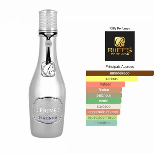 Prive Platinum Riiffs Perfumes 100ML – Perfume Unisex Fresco y Elegante con Bergamota, Té Verde y Ámbar