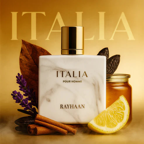 Rayhaan Italia 100ML – Perfume Masculino Oriental Amaderado | Elegante, Cálido y Sofisticado